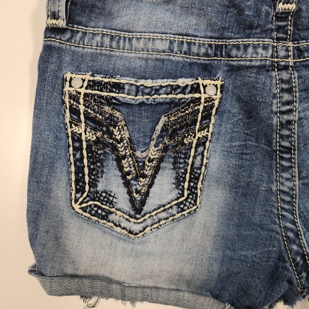 VIGOSS Heritage Fit Frayed Hem Embellished Denim‎ Shorts S 12 Thick Stitch - Picture 10 of 10